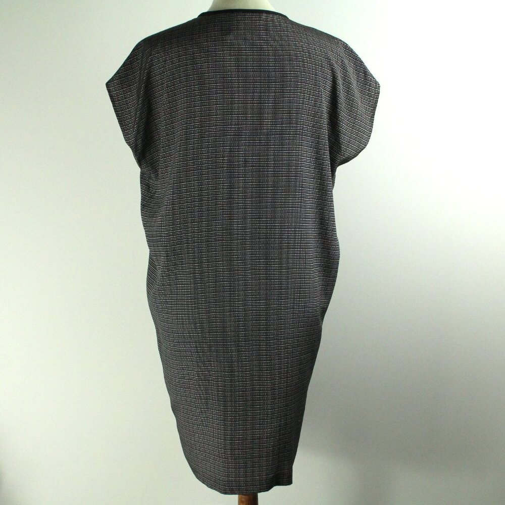 Vince Silk Black Geometric Print Dolman Cap Sleeve Split V-Neck Mini Dress S NWT - Picture 5 of 7